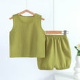thumbnail image 1 of LFEOOST Baby Outfits Unisex Girls Boys Cotton Linen Blend Tank Tops and Bloomers Little Girls Lounge Outfits Set Fall Tank Short Set Green 4 Years, 1 of 3