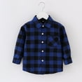 thumbnail image 1 of LFEOOST Boys' Girls' Fashion Flannel Shirt Jackets Plaid Long Sleeve Lapel Button Down Shacket Fall Winter Coat Outwear Casual Blue 2-3 Years, 1 of 5