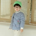 thumbnail image 1 of LFEOOST Boys Girls Long Sleeve Button Padded Jacket Water Wave Quilted Cotton Thick Outerwear Soft Warm Tops Blue 110, 1 of 4