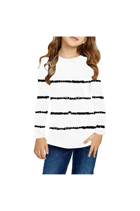 Girls Casual Long Sleeve Shirts Round Neck Tops Loose Fit Tunic Blouses Christmas Gifts for Teen Girls Birthday Gifts for Teen Girls White 3 Years