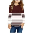thumbnail image 1 of LFEOOST Girls Casual Long Sleeve T Shirts Crewneck Tunic Tops Kids Button Striped Tee Blouses Birthday Gifts for Teen Girls Red 9 Years, 1 of 6