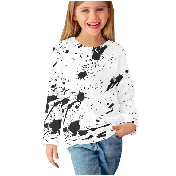 LFEOOST Girls Long Sleeve Shirts Soft Crewneck Long-Sleeve T-Shirts Basic Tagless Layering Tees Toddler Undershirts Cute Tops for Teen Girls Multicolor 4 Years
