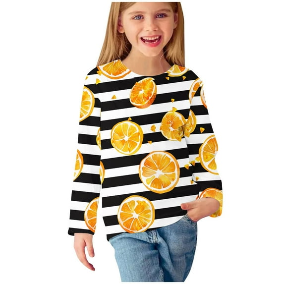 LFEOOST Girls Long Sleeve Shirts Soft Crewneck Long-Sleeve T-Shirts Basic Tagless Layering Tees Toddler Undershirts Cute Tops for Teen Girls Multicolor 7 Years