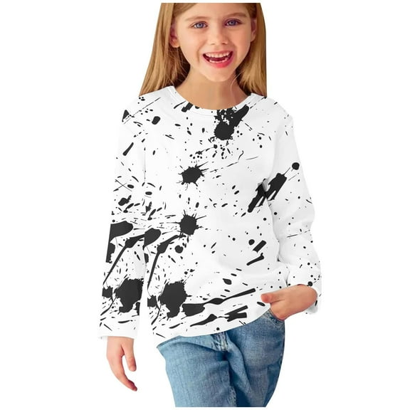 LFEOOST Girls Long Sleeve Shirts Soft Crewneck Long-Sleeve T-Shirts Basic Tagless Layering Tees Toddler Undershirts Cute Tops for Teen Girls Multicolor 9 Years