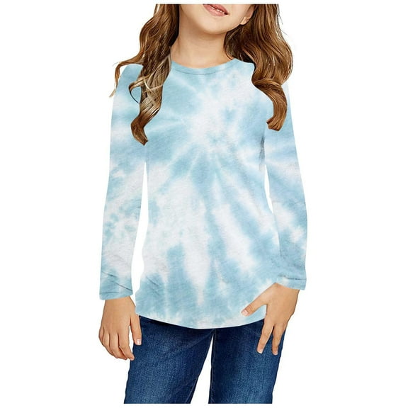 LFEOOST Girls Striped Printed Sweatshirts Kids Tie Dye Crewneck Long Sleeve Pullover Tops 3-14 Years Birthday Gifts for Teen Girls Boys Multicolor 5 Years
