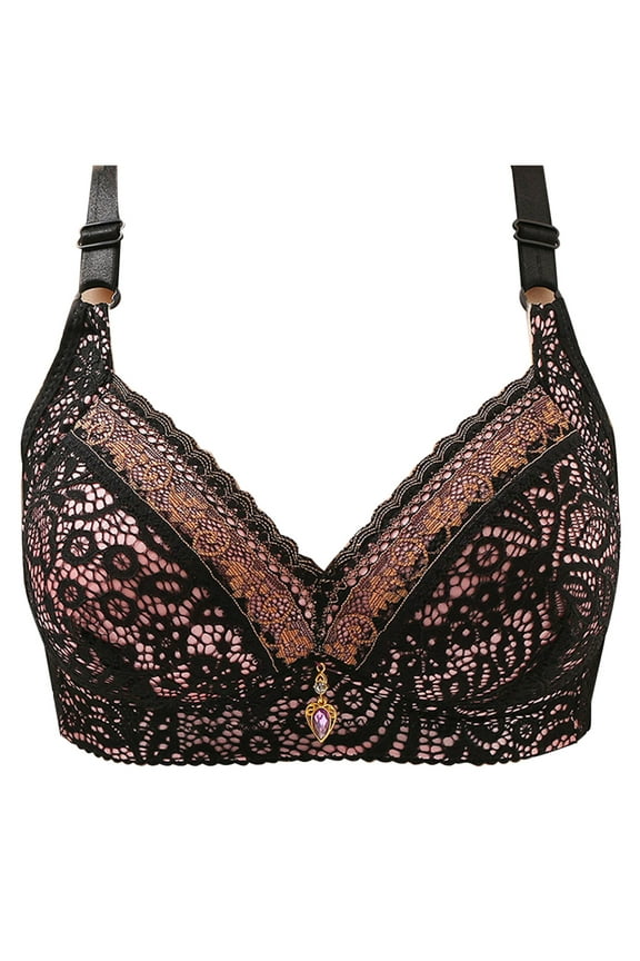 High Support Bra for Women Wireless Full-Coverage Bra Sexy Lace Push Up Bra Full Figure Bra Leisure Bras Bralette Pink XXXL