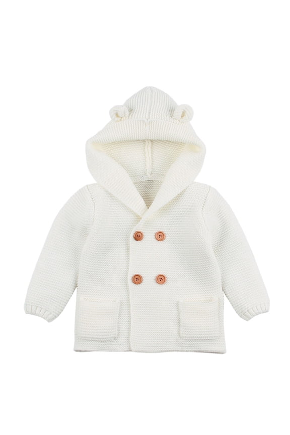 Infant Baby Toddler Boy Girl Cute Spring Autumn Button Knitted Sweater Cardigan Coat Pink 6-24 Months, 90, White