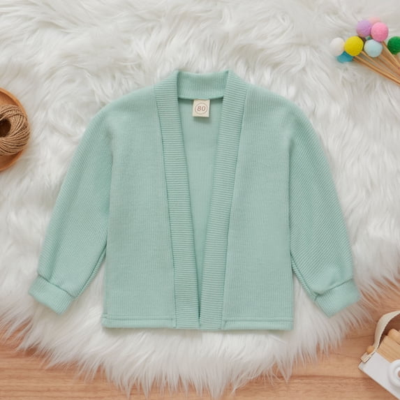 LFEOOST Infant Toddler Baby Girl Boy Knit Cardigan Sweater Long Sleeve Solid Warm Sweatshirt Top Clothes, 9-12 Months, Green