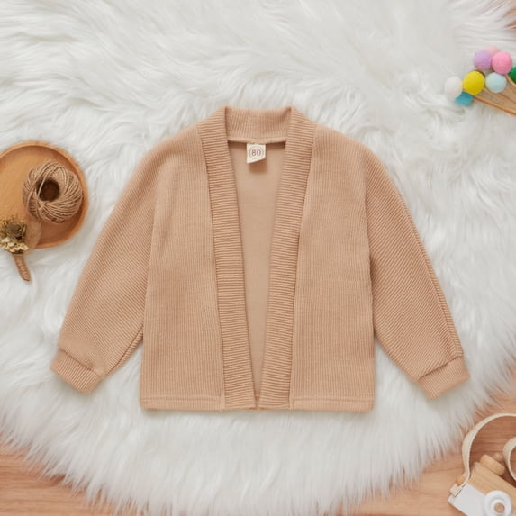 LFEOOST Infant Toddler Baby Girl Boy Knit Cardigan Sweater Long Sleeve Solid Warm Sweatshirt Top Clothes, 9-12 Months, Khaki