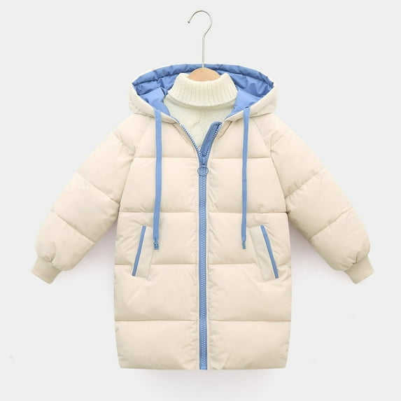 LFEOOST Kids Girls Coats Hooded Puffer Jacket Winter Warm Parka Overcoat for 5-13 Years Beige 4-5 Years