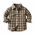 thumbnail image 1 of LFEOOST Kids Toddler Baby Boys Girls Flannel Shirt Jacket Plaid Printed Cardigan Long Sleeve Lapel Outwear Fall Shacket Coats Khaki 5-6 Years, 1 of 9