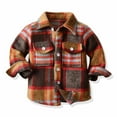 thumbnail image 1 of LFEOOST Kids Toddler Flannel Shirt Jacket Plaid Long Sleeve Lapel Button Down Shacket Baby Boys Girls Fall Shirt Coat Outwear Brown 4-5 Years, 1 of 6