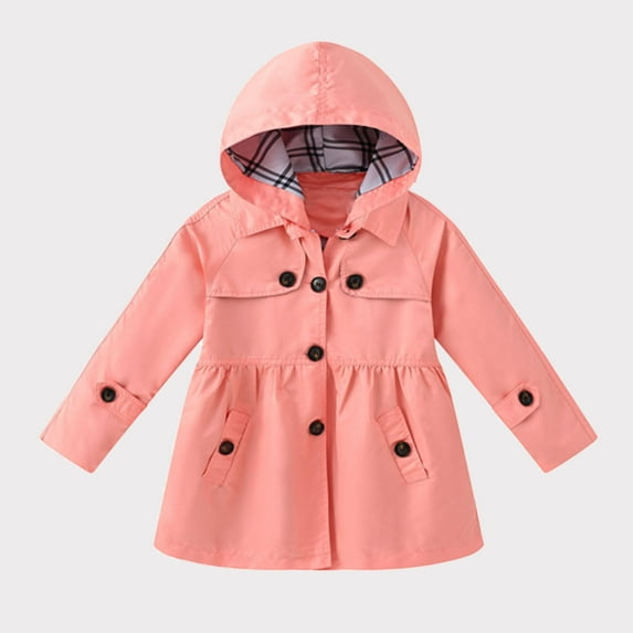 LFEOOST Kids Winter Coat Size 6 Toddler Kids Girls Boys Casual Button Soild Jacket Coat Long Sleeve Hooded Kids Padded Jackets Pink 13-14Years