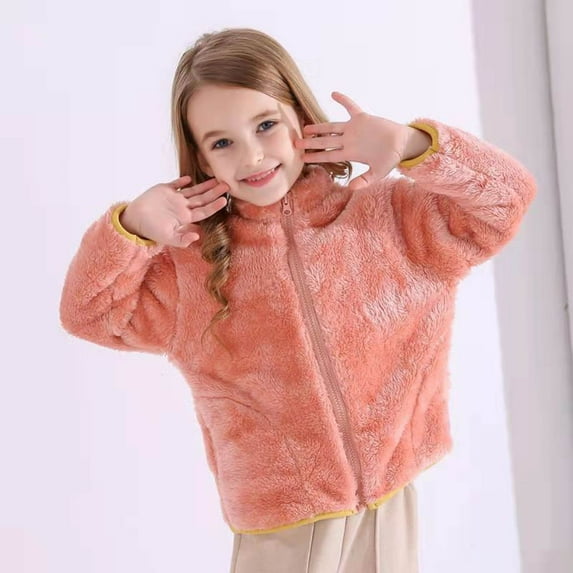 LFEOOST Puff Jackets for Girls Little/Big Kids Boys and Girls Solid Color Zipper Long Winter Jackets for Kids Girls Watermelon Red 3-4Years