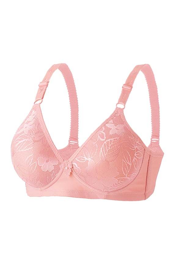 Push Up Bras for Women Wirefree Bra Large Bust Comfortable Breathable Bra Full Support T Shirt Bra Sexy Loose Lace Yoga Bra Pink 40