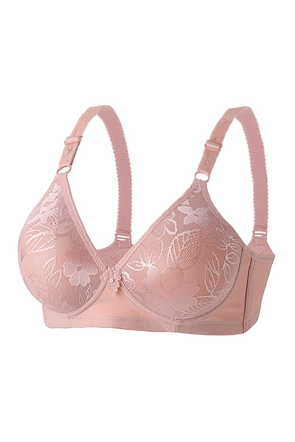 Push Up Bras for Women Wirefree Bra Large Bust Comfortable Breathable Bra Full Support T Shirt Bra Sexy Loose Lace Yoga Bra Rose Gold 40