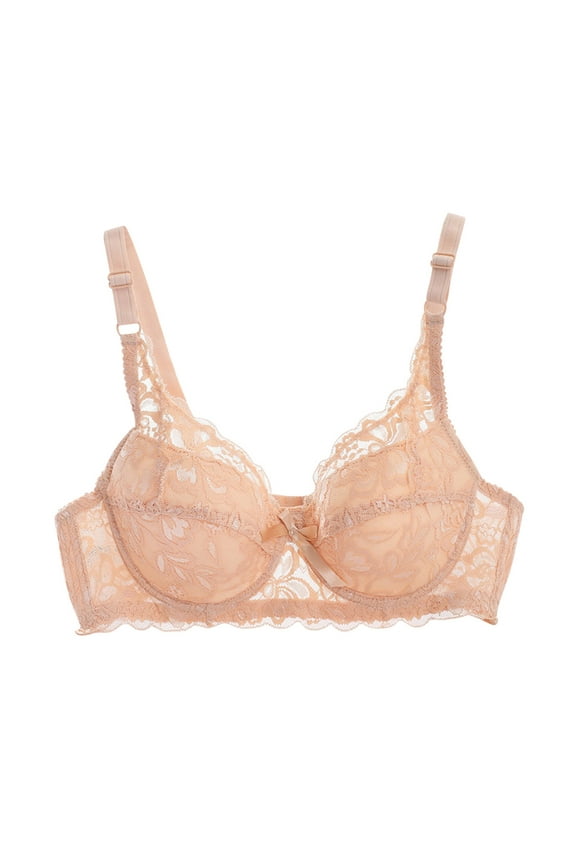 Seamless Wireless Bras for Women,Lace Floral Ice Silk Cooling Braice,Lightweight Comfy Fit Push Up Bralettes Seniors Beige XXL