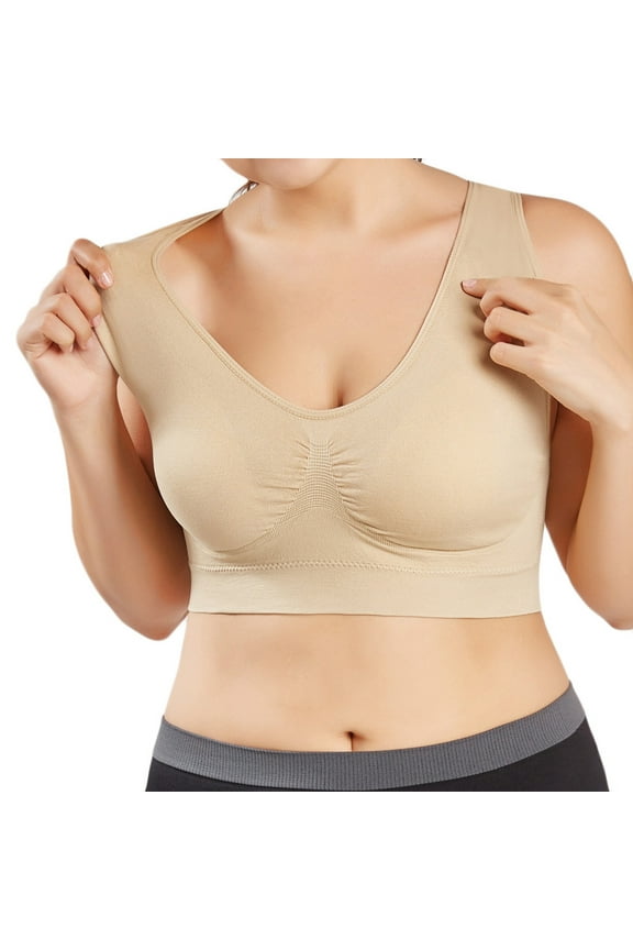 Sports Bras for Women No Underwire,Women's Push Up Bras Hollow Breathable Bralettes Full Coverage Everyday Bra Beige L