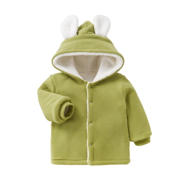 LFEOOST Toddler Baby Boys Girls Sherpa Lined Sweater Coat Cute Rabbit Ear Hooded Winter Warm Thicken Jacket Outwear (Green, 90)