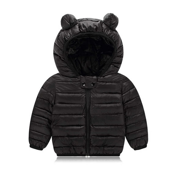 LFEOOST Toddler Baby Boys Girls Winter Coats Jacket Warm Clothes for 1-4 Years Old Kid Thick Ears Hoodie Snowsuit Black 18-24 Months