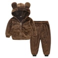 thumbnail image 1 of LFEOOST Toddler Baby Fleece 2-Piece Outfits Children Kids Long Sleeve Coat and Pants Baby Pullover Tops Set Coffee 90, 1 of 9