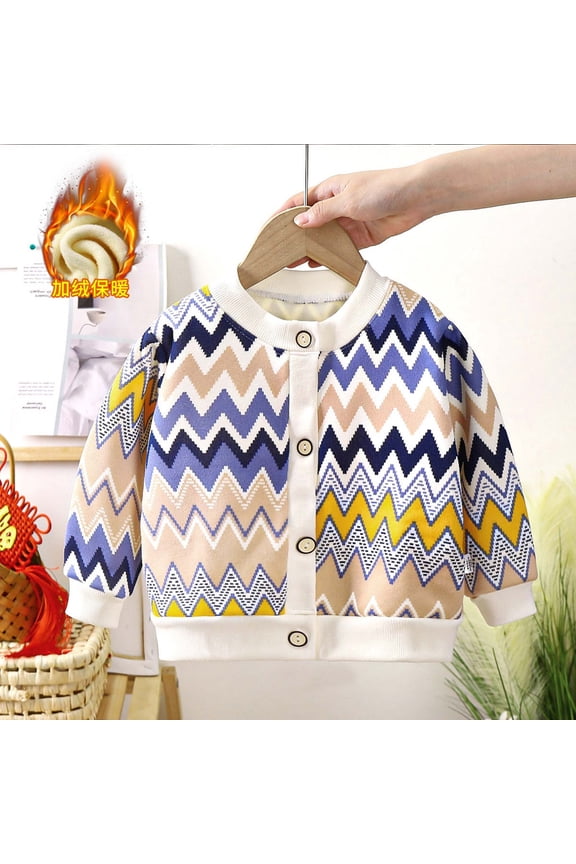 Toddler Baby Girls Cute Printed Sweater Cardigan Long Sleeve Button Down Outwear Girls Autumn Walls Youth Coat (Beige, 6 Months)