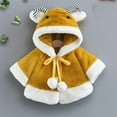 thumbnail image 1 of LFEOOST Toddler Baby Girls Warm Coat Winter Warm Fuzzy Hooded Thicken Coat Princess Cloak Infant Girls Winter Coat Yellow 6-12Months, 1 of 3