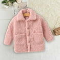thumbnail image 1 of LFEOOST Toddler Baby Girls Winter Fleece Jackets, Warm Long Sleeve Button Coat Fuzzy Plush Lapel Outwear Cardigan with Pockets Pink 140, 1 of 6