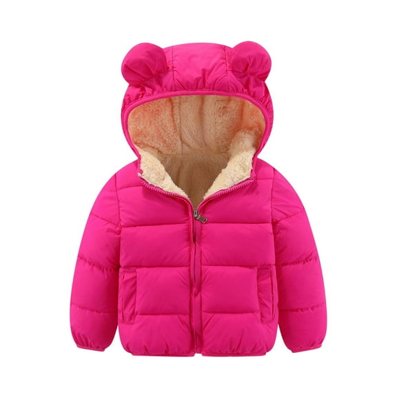 LFEOOST Toddler Baby Hooded Down Jacket Boys Girls Kids Thicken Warm Winter Coat Outerwear 1-6 Years (Hot Pink, 2 Years)