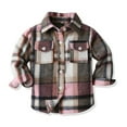 thumbnail image 1 of LFEOOST Toddler Boy Flannel Plaid Shirt Kids Long Sleeve Button Down Jacket Lapel Pocket Top Regular Fit Casual Fall Clothes Brown 9 Years, 1 of 3