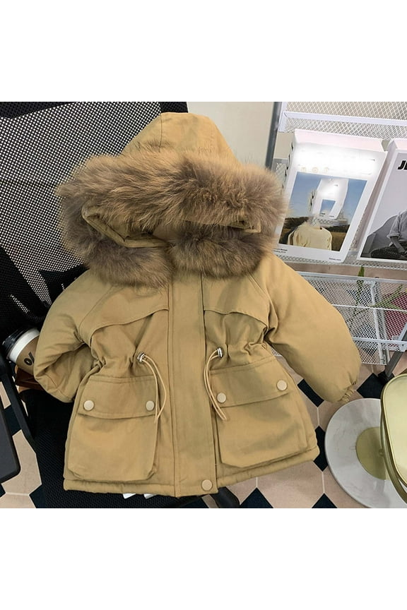 Toddler Boy Winter Coat Toddler Kids Baby Boy Girl Winter Hooded 3d Ear Snowsuit Parka Windproof Overcoat Outerwear (Khaki, 5 Years)