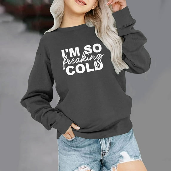 LFEOOST Toddler Boys Girls Letter Printed Cotton Sweatshirt Long Sleeve Top T-Shirts Crewneck Fall Trendy Clothes for Kids Dark Gray 1-2 Years