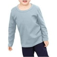 thumbnail image 1 of LFEOOST Toddler Boys Girls Long Sleeve T-Shirts Unisex Kids Cotton Basic Round Neck Top Tee Fall Trendy Clothes Light Blue 6-12 Months, 1 of 8