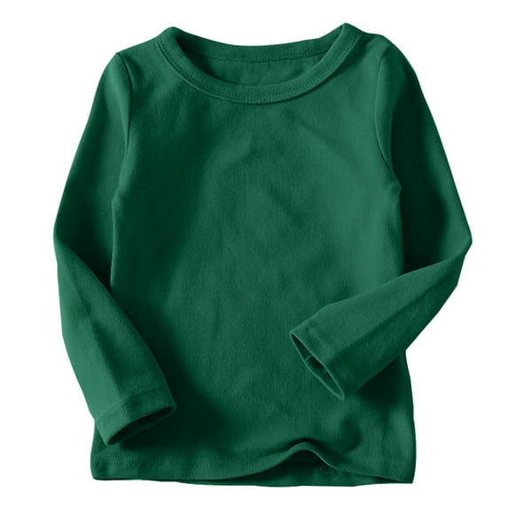 LFEOOST Toddler Boys Girls Long Sleeve T-Shirts Unisex Kids Cotton Basic Round Neck Top Tee fall trendy clothes Army Green 10 Years