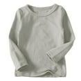 thumbnail image 1 of LFEOOST Toddler Boys Girls Long Sleeve T-Shirts Unisex Kids Cotton Basic Round Neck Top Tee fall trendy clothes Gray 6 Years, 1 of 6