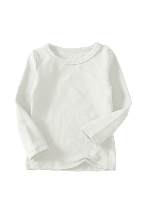 Toddler Boys Girls Long Sleeve T-Shirts Unisex Kids Cotton Basic Round Neck Top Tee fall trendy clothes White 10 Years