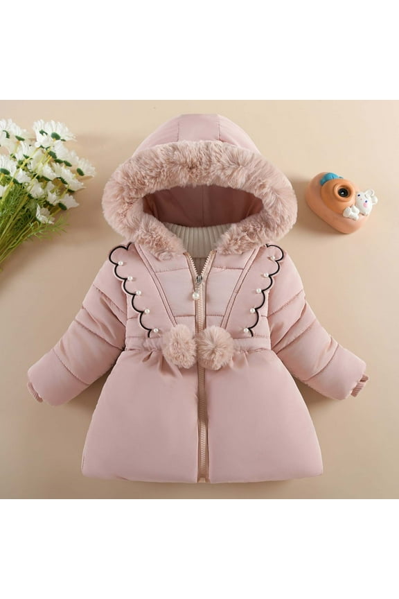 Toddler Fleece Jackets Winter Outerwear Coat for Baby Girl Sweater Clothes (Pink, 9 Months)