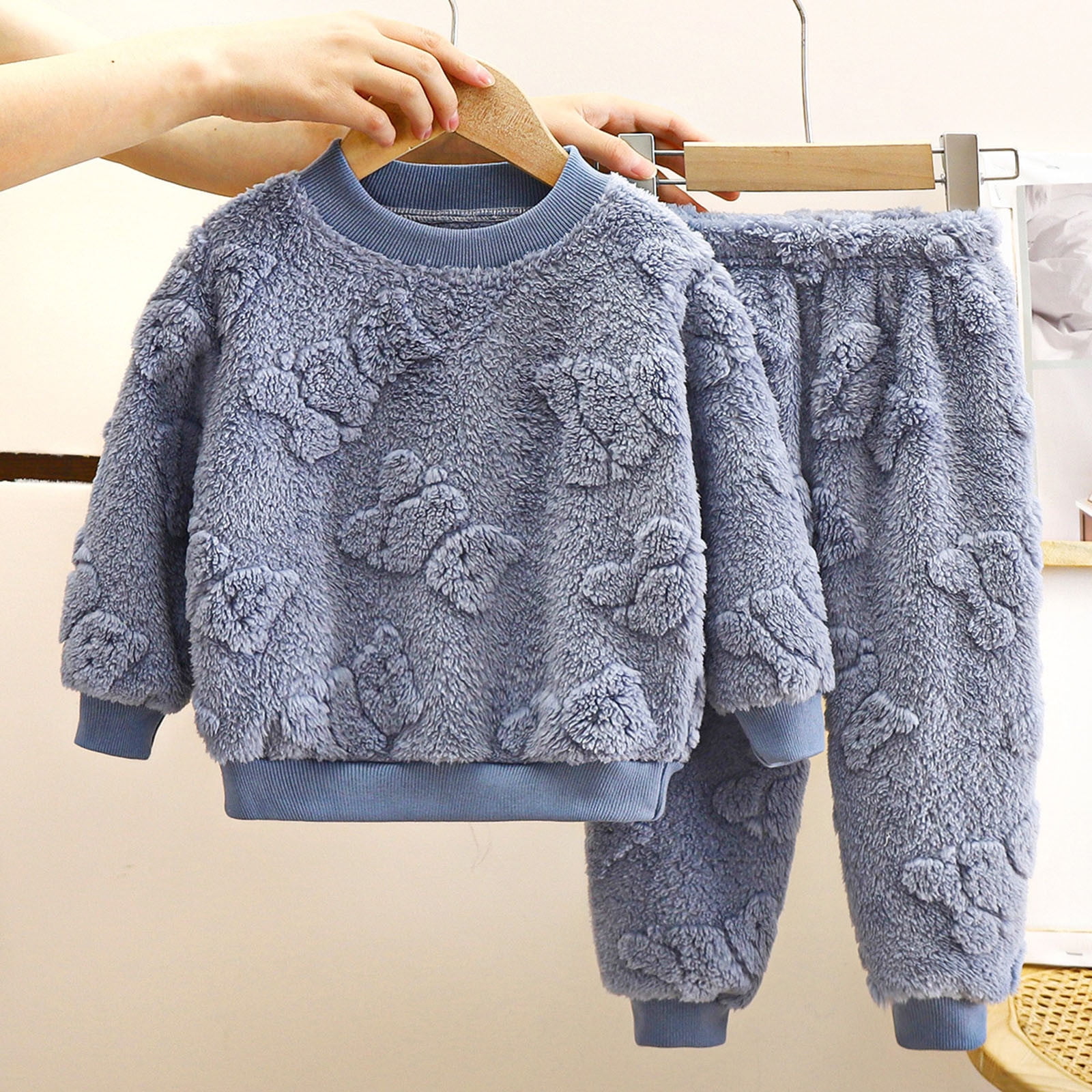 LFEOOST Toddler Girl Clothes Winter Fleece Warm Girls 2 Piece Set ...