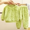 thumbnail image 1 of LFEOOST Toddler Girl Clothes Winter Fleece Warm Girls 2 Piece Set Newborn Fuzzy Jacket Outfit 2pcs Tracksuit Baby Sweatsuit (3 Years, Green), 1 of 4