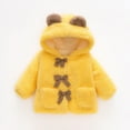 thumbnail image 1 of LFEOOST Toddler Girls Thick Woolen Coat Winter Cute Plus Hooded Coat Bear Ears Bow Jacket Outwear 6 Months-3 Years Clothes for Girls Yellow 12-18Months, 1 of 9