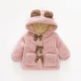 thumbnail image 1 of LFEOOST Toddler Girls Thick Woolen Coat Winter Cute Plus Hooded Coat Bear Ears Bow Jacket Outwear 6 Months-3 Years Clothes for Girls Pink 12-18Months, 1 of 9