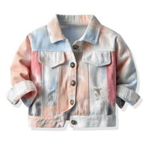 LFEOOST Toddler Kid Baby Boys Girls Denim Jacket Long Sleeve Button Down Jeans Coat Kids Spring Fall Outerwear Casual Outwear Beige 3-4 Years