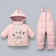 thumbnail image 1 of LFEOOST Toddler Snow Suit Outdoor Hooded Bodysuit Boys Girls Winter Overalls Outerwear Set Cute Thick Snowsuit with Pockets (12 Months, Pink), 1 of 8