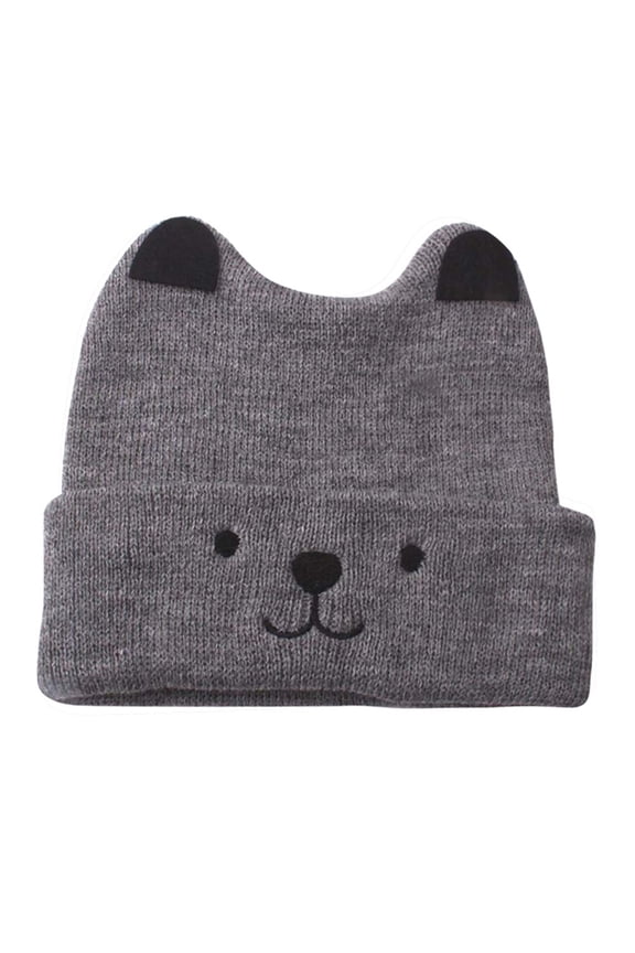 Unisex Toddler Baby Kid Girl Boy Knit Hat Bear Pattern Beanie Crochet Warm Fall Winter Wool Cap
