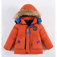 thumbnail image 1 of LFEOOST Winter Coat Children Winter Boy Jacket Coat Hooded Coat Fashion Kids Warm Clothes Ski Coats Orange 2-3 Years, 1 of 9