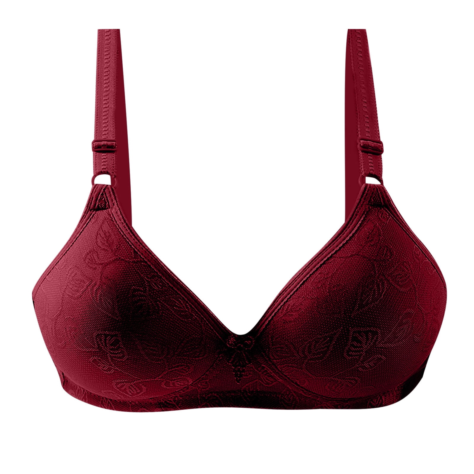 LFEOOST Wireless Bras for Women Fashion Plus Size Wire Free Comfortable Push Up Hollow Out Bra Underwear Wine L
