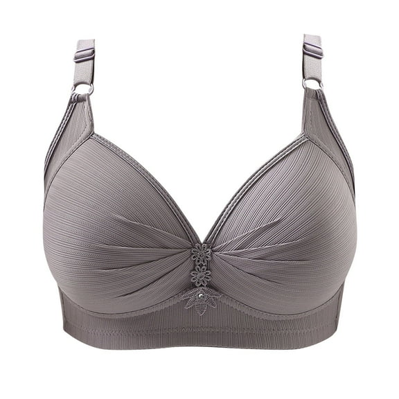 LFEOOST Women's Push Up Bra Full Coverage Bra Hide Back Deep Cup Bra Smoothing T Shirt 2024 Everyday Bra High Support Sports Bra Gray S