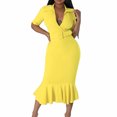 thumbnail image 1 of LFEOOSTWomen's Sexy Bodycon Maxi Dress Wrap V Neck Waist Belt Fishtail Hem Dresses Evening Gown Cocktail Party Long Dress, 1 of 7