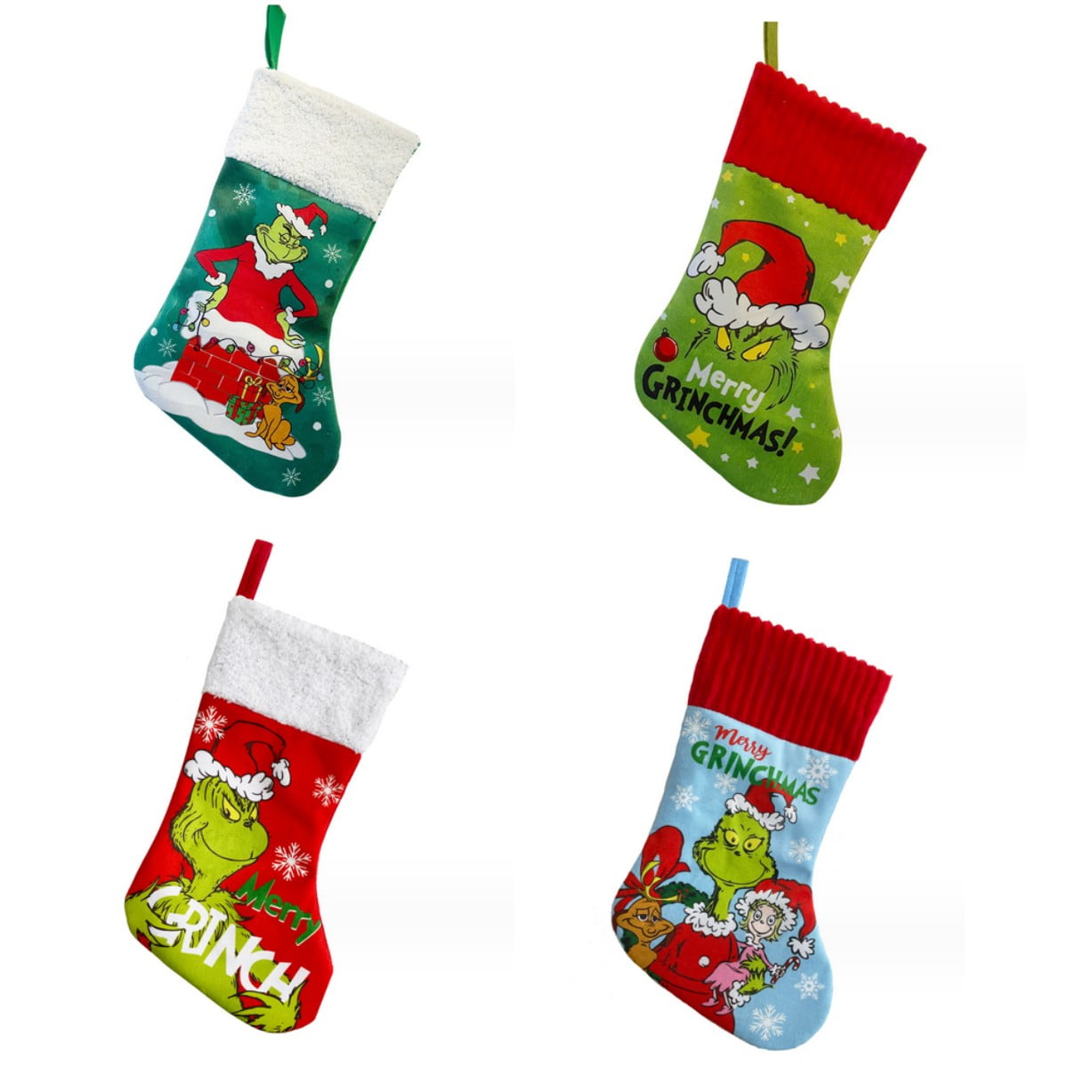 LFF 4 Pack Grinch Christmas Stocking, 14inch Grinches Stockings