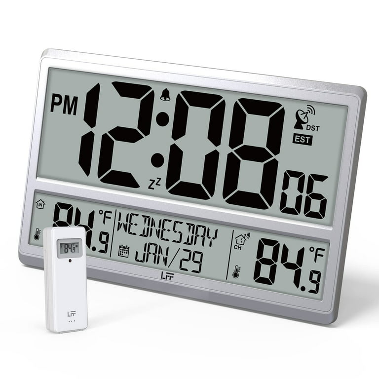 Digital Thermometer Wireless Extra Large Time Display Indoor Outdoor  Temperature